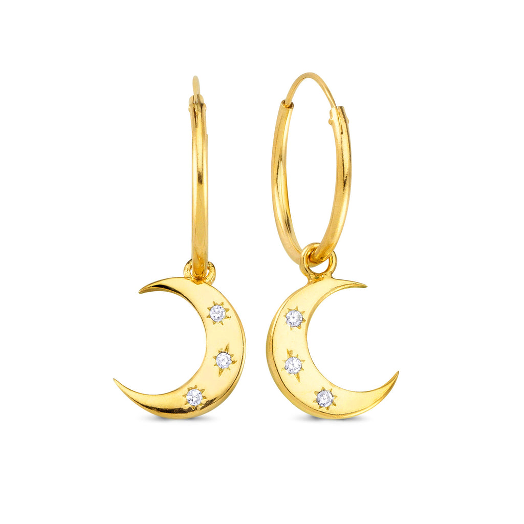 Zirconia Moon Hoop Trendy Earring Wholesale 925 Sterling Silver Fashionable Turkish Jewelry