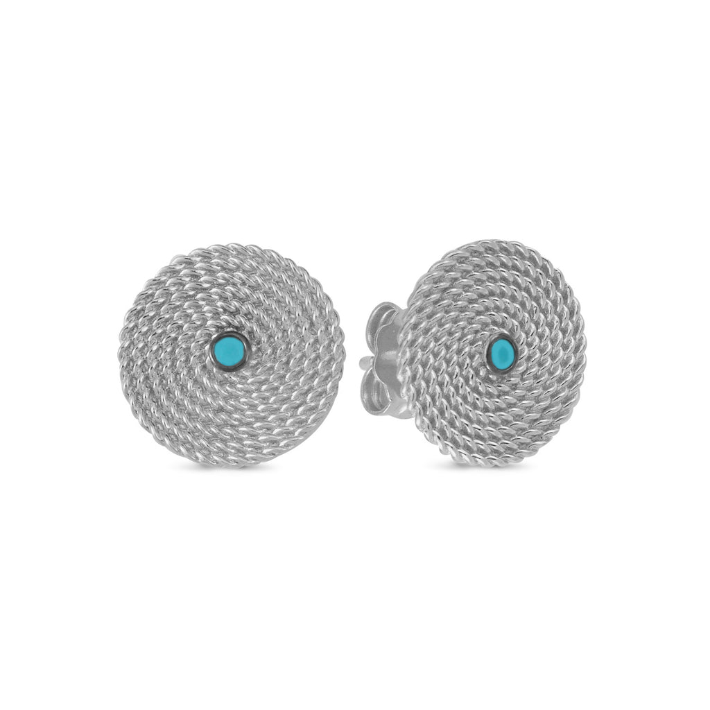 Turquoise Ethnic Twisted Stud Earring Wholesale 925 Sterling Silver  Fashionable Turkish Jewelry