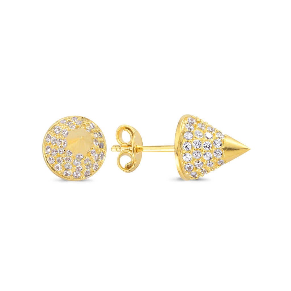 Zirconia Cone Stud Trendy Earring 925 Sterling Silver Wholesale Fashionable Turkish Jewelry