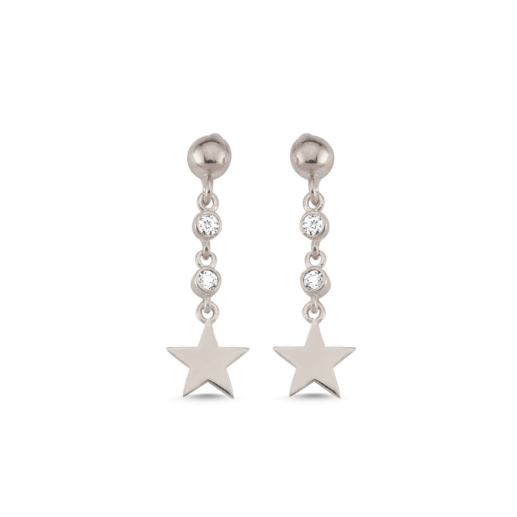 Two Stone Star Trendy Earring  925 Crt Sterling Silver Wholesale Turkish Jewelry