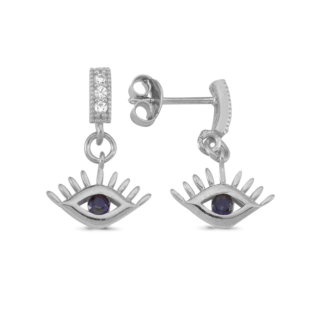 Dark Blue Evileye Earring Wholesale 925 Sterling Silver  Fashionable Turkish Jewelry