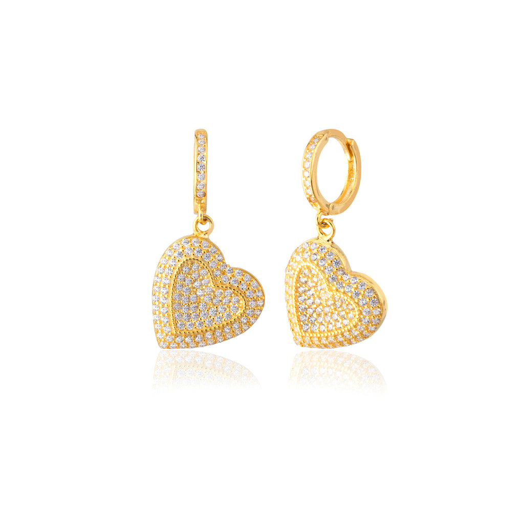 Heart Pendant New Trends Earring 925 Sterling Silver Zirconia Wholesale Turkish Jewelry