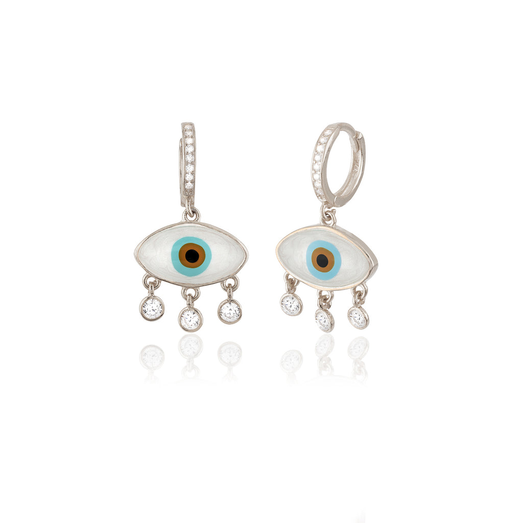 Mother of Pearl Evileye Zirconia New Trend Earring 925 Sterling Silver Wholesale Turkish Jewelry