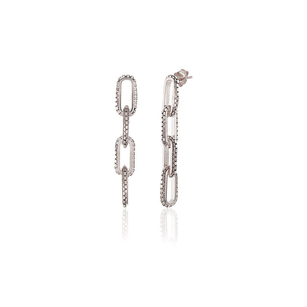 Long Chunky Chain Earring 925 Sterling Silver Wholesale Turkish Jewelry