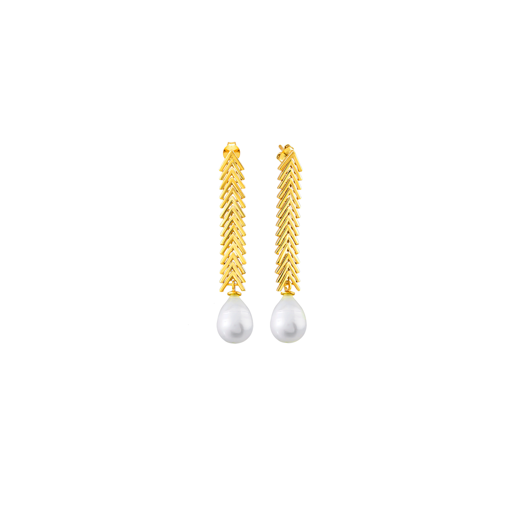 Wheat Pearl Gold Plated 925 Sterling Silver Earring Wholesale Turkish Jewelry