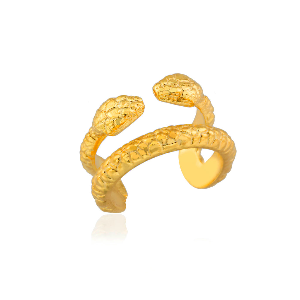 Adjustable Snakes Gold Plated Earcuff Wholesale 925 Crt Sterling Silver Turkish Jewelry
