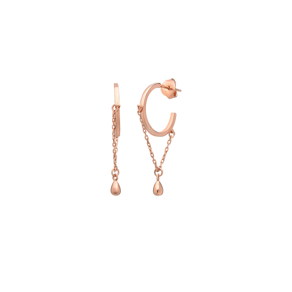 Stylish Drop Hanging Chain Gold Plated Earring 925 Crt Sterling Silver Wholesale Turkish Jewelry