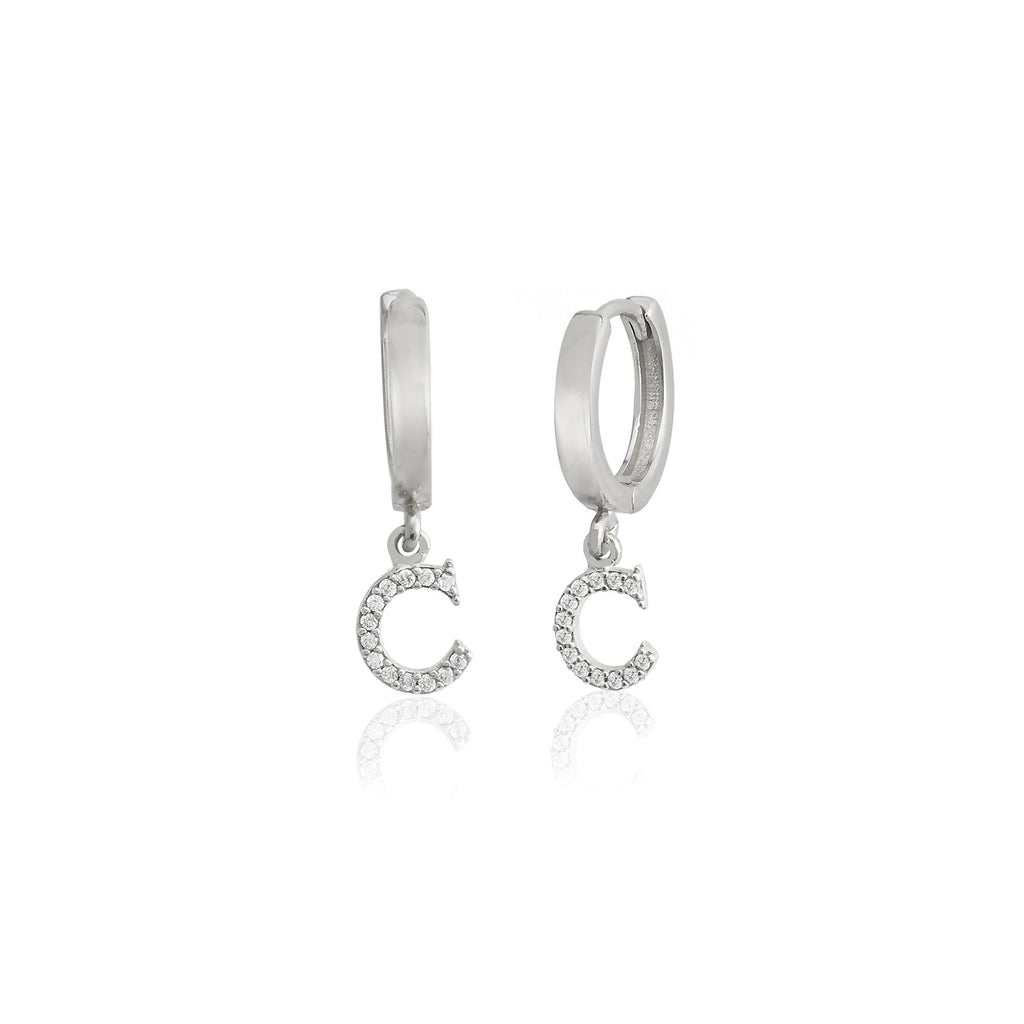 Best Quality C Letter New Trends Fashionable Zirconium Initial Earring 925 Sterling Silver  Wholesale Turkish Jewelry