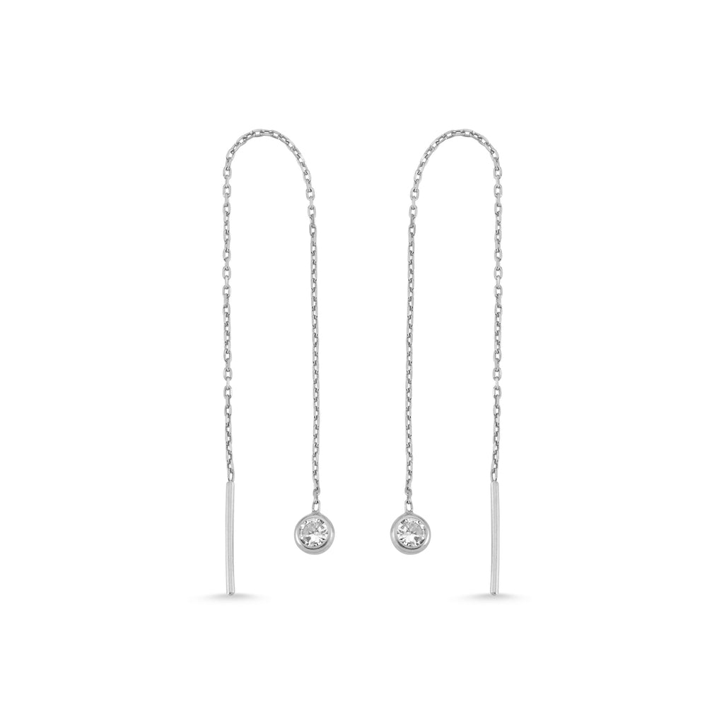 New Trend Single Zirconium Hanging Chain Earring 925 Sterling Silver Wholesale Fashionable Turkish Jewelry