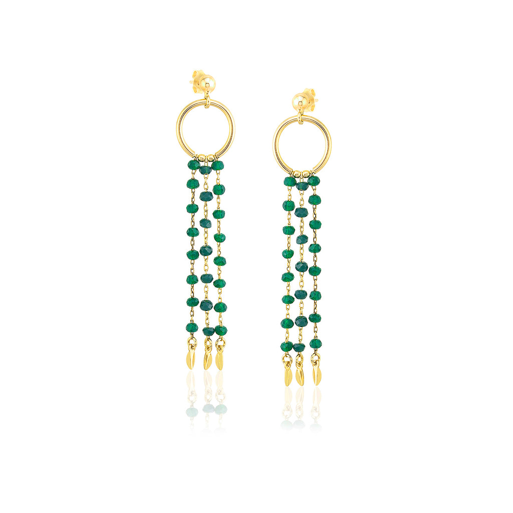 18K Gold Plating Best Quality Custom Design Fashionable Green Cyrstal Bead Chandelier 925 Sterling Silver Wholesale Turkish Jewelry Earring