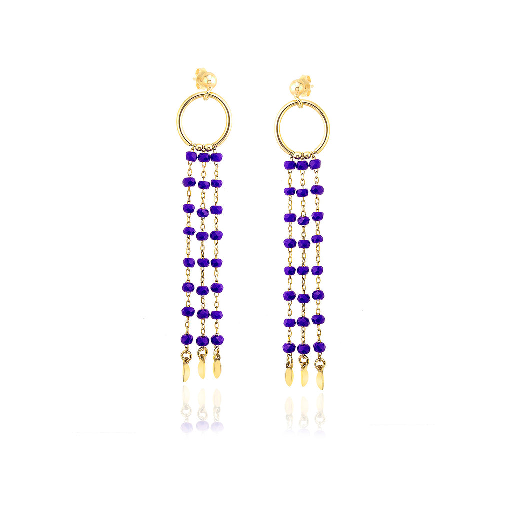 18K Gold Plating Best Quality Custom Design Fashionable Saxe Blue Bead Chandelier 925 Sterling Silver  Wholesale Turkish Jewelry Earring