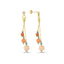 Triple Hanging Stone Earring 925 Crt Sterling Silver Gold Plated Wholesale Turkish Jewelry