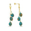 Triple Hanging Turquoise Stone Earring 925 Crt Sterling Silver Gold Plated Wholesale Turkish Jewelry