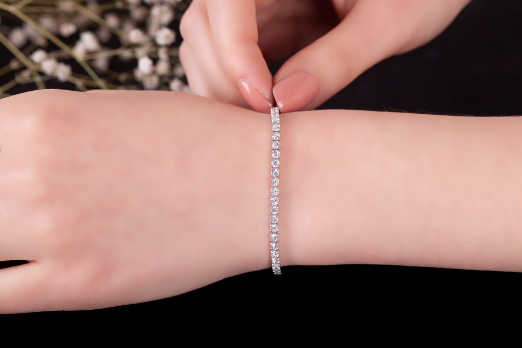 White Zirconia Gold Plated Tennis Bracelet Wholesale 925 Crt Sterling Silver Turkish Jewelry