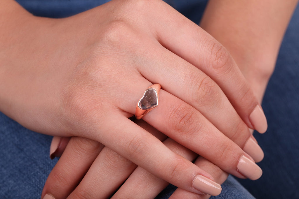 925 Crt Sterling Silver Best Price Best Quailty Handcraft   Gold Plated Plain Heart Ring Wholesale Turkish Jewelry