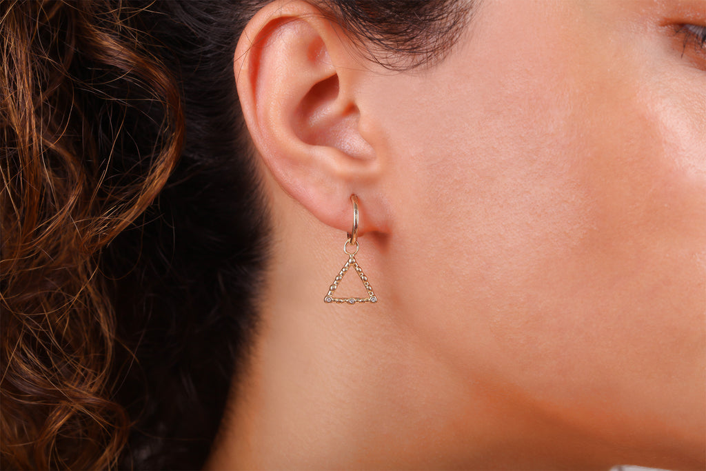 925 Crt Sterling Silver Best Price Best Quailty Handcraft Gold Plated Hanging Triangle Hoop Earring Wholesale Turkish