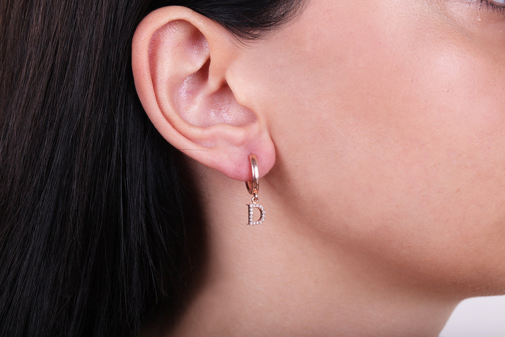 Best Quality D Letter New Trends Fashionable Zirconium Initial Earring 925 Sterling Silver Wholesale Turkish Jewelry