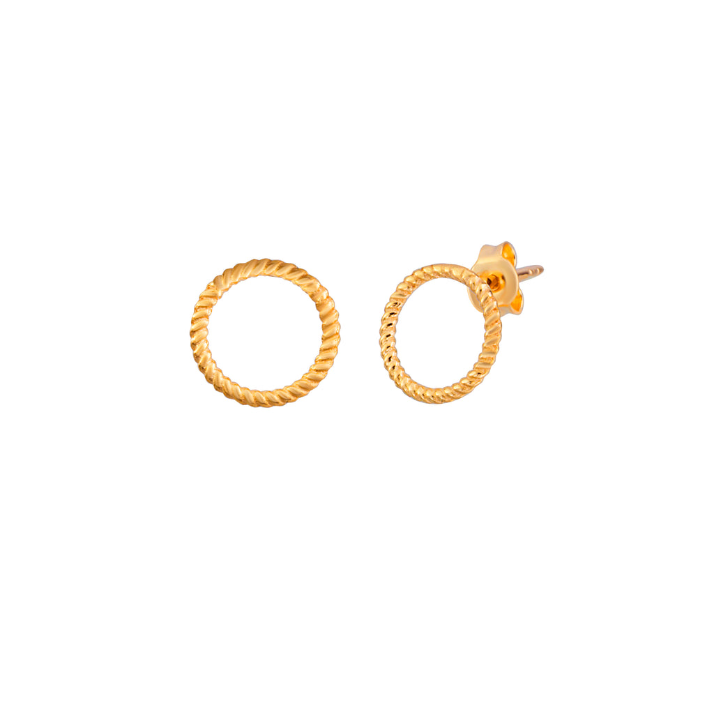 Gold Plated Mini Twisted Hoop Stud Earring 925 Crt Sterling Silver  Wholesale Turkish Jewelry