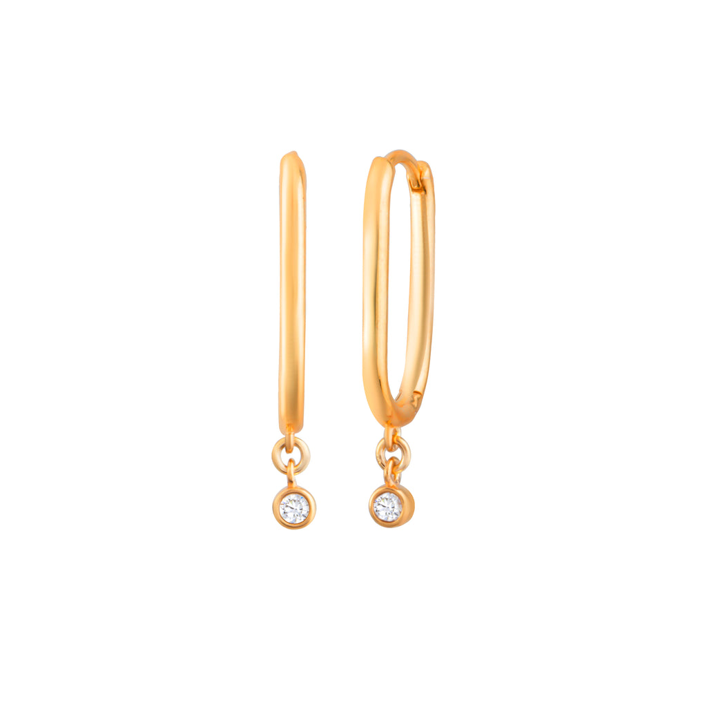 Gold Plated Hanging Stone Link Earring 925 Crt Sterling Silver Wholesale Turkish Jewelry
