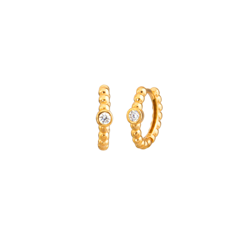 Gold Plated Zirconia Hoop Earring Wholesale 925 Crt Sterling Silver Turkish Jewelry