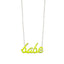 925 Crt Sterling Silver Gold Plated Yellow Enamel Motto Babe Fasionable Necklace Wholesale Turkish Jewelry