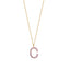 Pink Zirconia C Initial Letter Gold Plated Necklace 925 Crt Sterling Silver Wholesale Turkish Jewelry