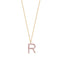 Pink Zirconia R Initial Letter Gold Plated Necklace 925 Crt Sterling Silver Wholesale Turkish Jewelry