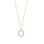 Pink Zirconia O Initial Letter Gold Plated Necklace 925 Crt Sterling Silver Wholesale Turkish Jewelry