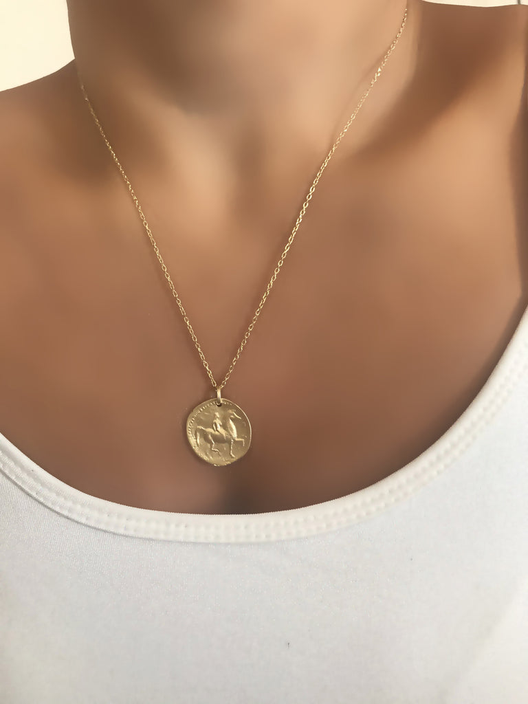 Best Price Best Quality Ancient Greek Money Gold Plated Fashionable Summer Coin Necklace 925 Crt Sterling Silver Wholesale Turkish Jewelry