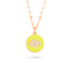 Gold Plated Fashionable Zirconia Eye Yellow Enamel Coin Necklace Wholesale 925 Crt Sterling Silver  Turkish Jewelry