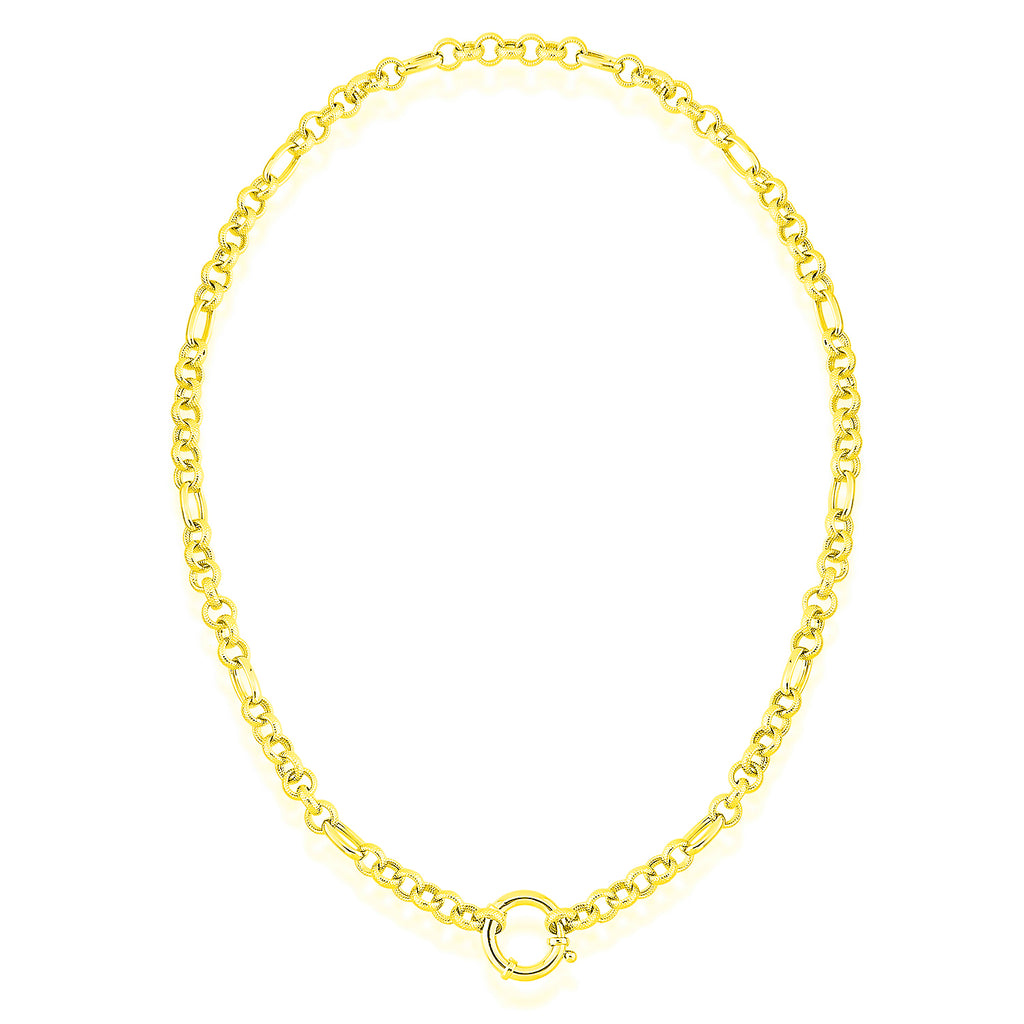 Nautical Clasp Rolo Chain Gold Plated Necklace 925 Crt Sterling Silver Wholesale Turkish Jewelry