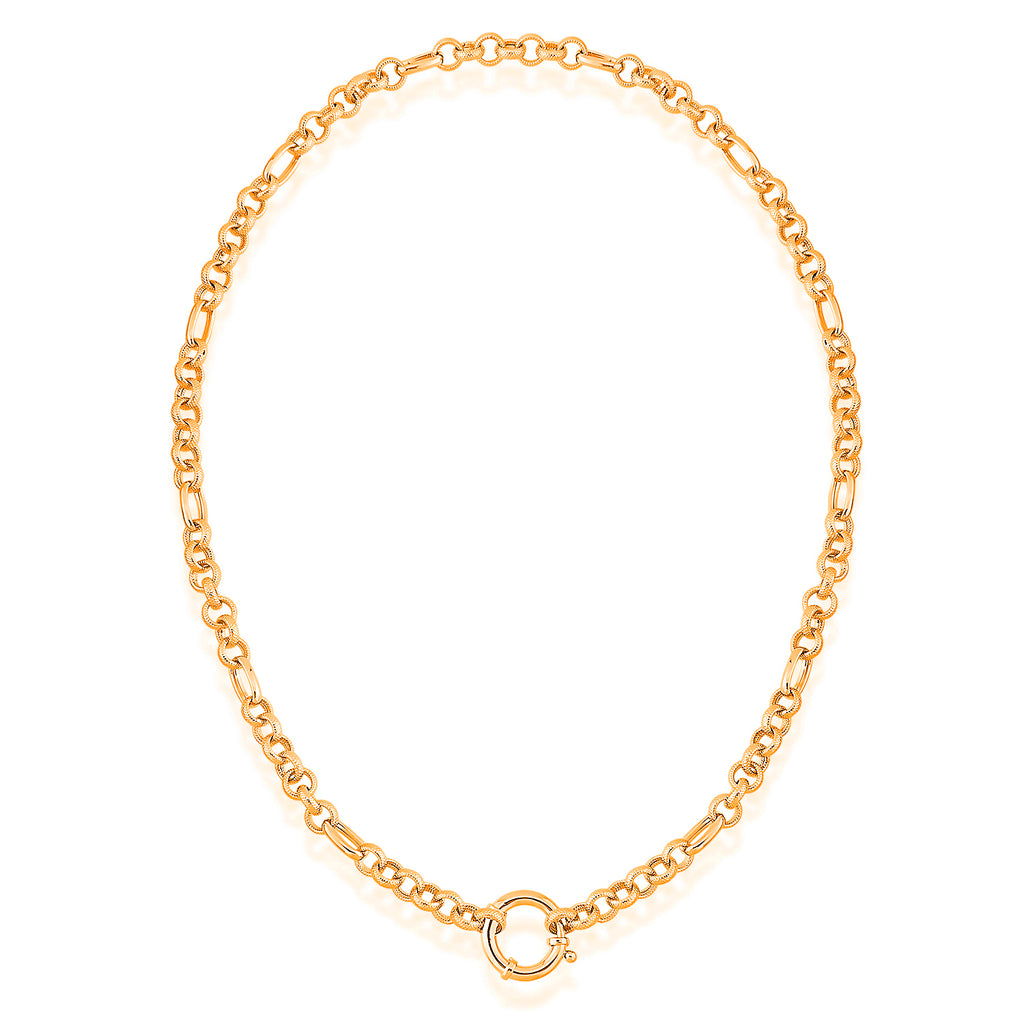 Nautical Clasp Rolo Chain Gold Plated Necklace 925 Crt Sterling Silver Wholesale Turkish Jewelry