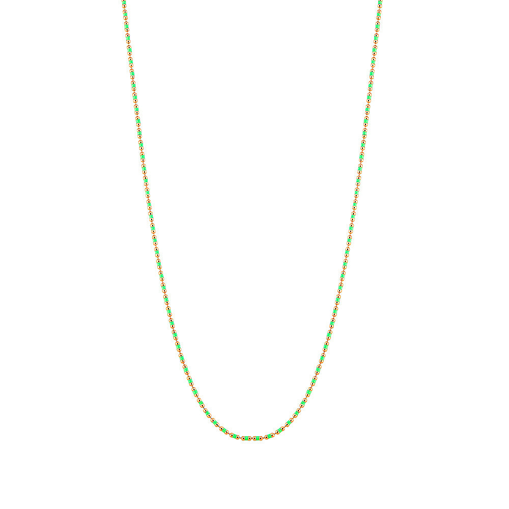 Trendy Green Enamel Long Necklace 925 Crt Sterling Silver Gold Plated Wholesale Turkish Jewelry