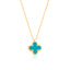 Gold Plated Fashionable Turquoise Enamel Zirconia Frame Clover Necklace 925 Crt Sterling Silver Wholesale Turkish Jewelry