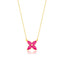 Gold Plated Fashionable Pink Enamel Clover Lucky Necklace 925 Crt Sterling Silver Wholesale Turkish Jewelry