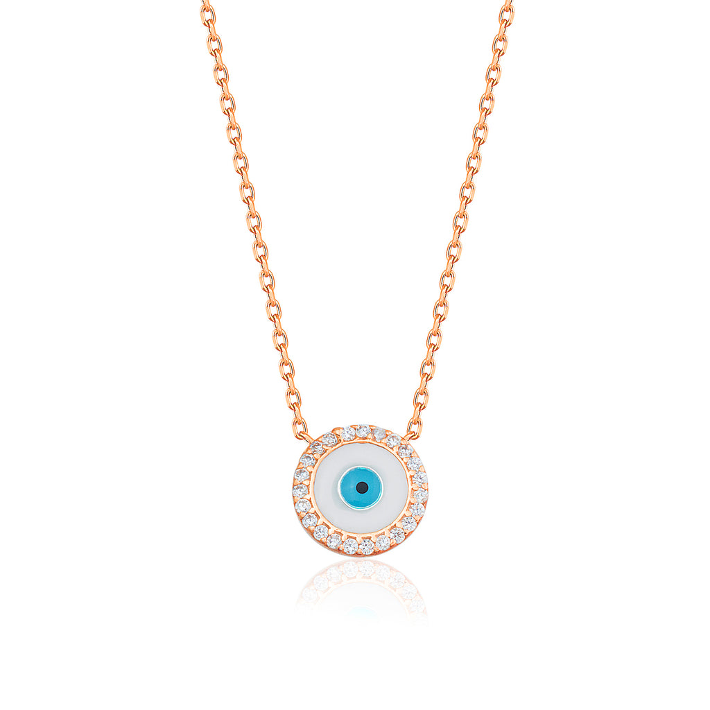 Gold Plated Fashionable Cubic Zirconia Opal Evil Eye Necklace 925 Crt Sterling Silver  Wholesale Turkish Jewelry