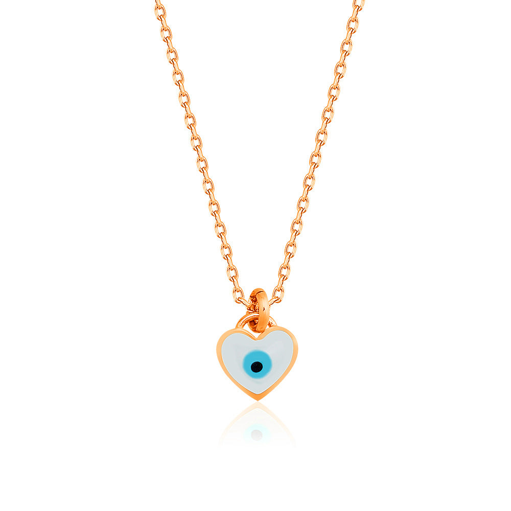 Gold Plated Fashionable Opal Evil Eye Heart Necklace 925 Crt Sterling Silver Wholesale Turkish Jewelry