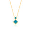 Gold Plated Fashionable Turquoise Enamel Double Clover Necklace 925 Crt Sterling Silver Wholesale Turkish Jewelry