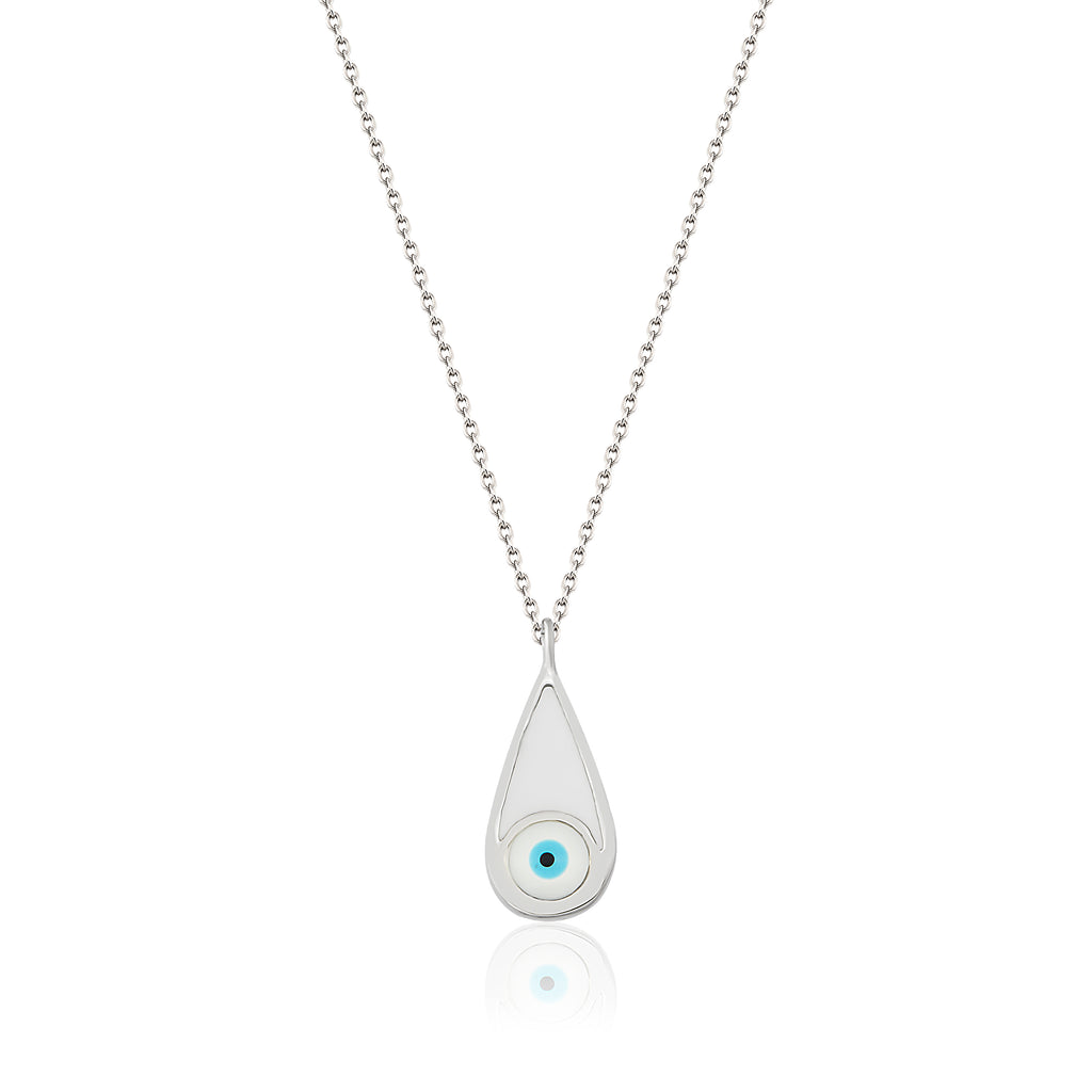 Drop Evil Eye Gold Plated Necklace  925 Crt Sterling Silver Wholesale Turkish Jewelry