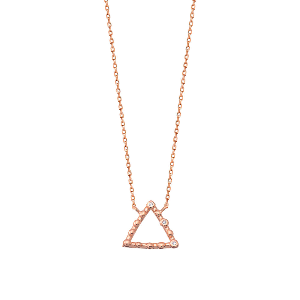 925 Crt Sterling Silver Best Price Best Quailty Handcraft   Gold Plated White Zirconia Triangle Necklace Wholesale Turkish Jewelry