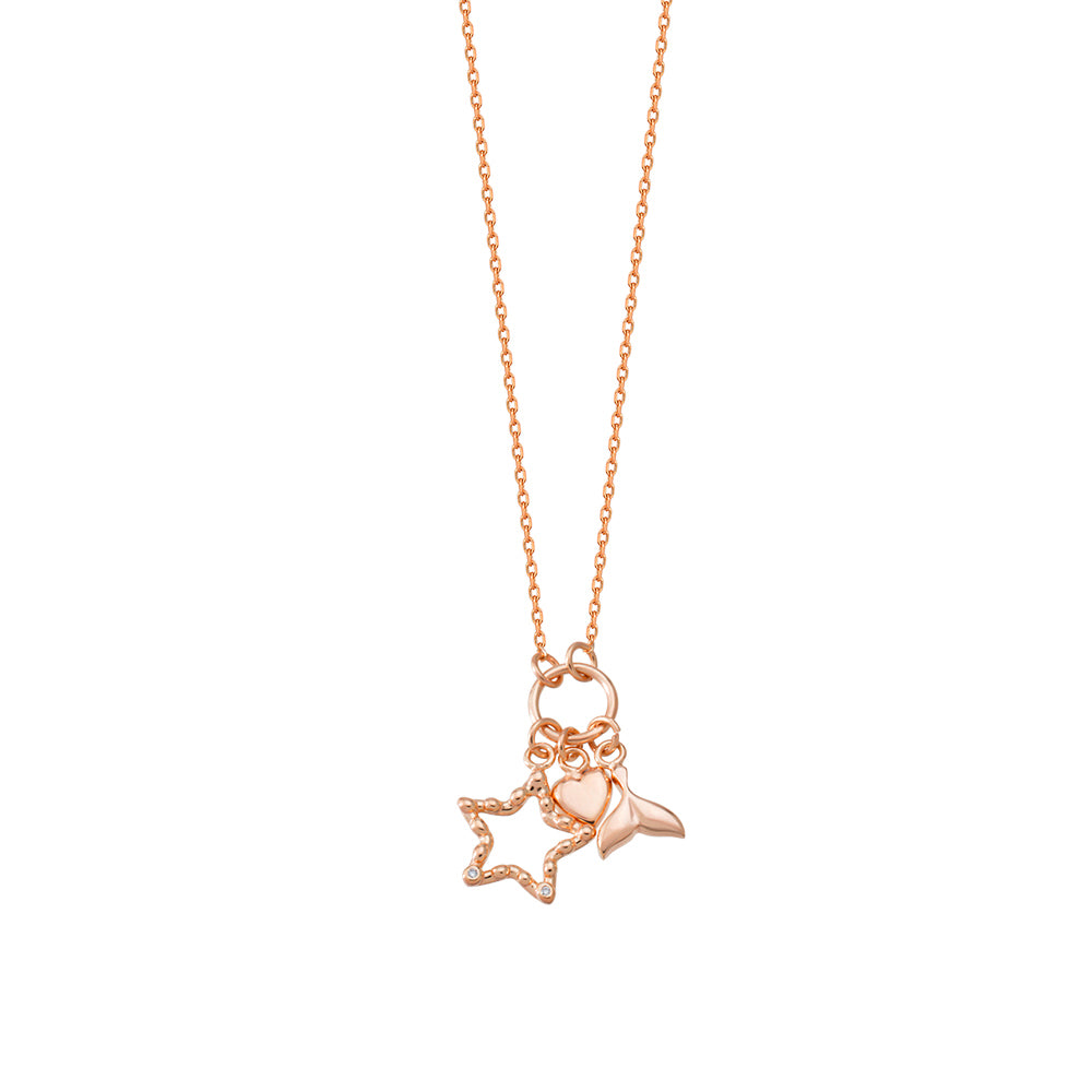 Star Mini Heart Whale Tail Pendant Necklace 925 Sterling Silver Gold Plated Whosale Turkish Jewelry