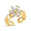 Zirconium Flower Gold Plated Adjustable Ring Wholesale Turkish 925 Crt Sterling Silver Jewelry