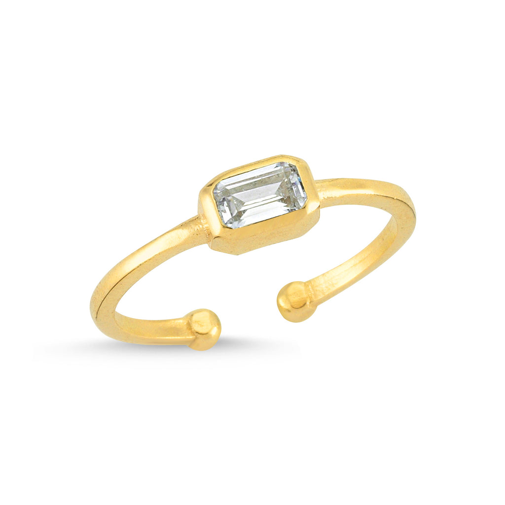 Zirconium Square Gold Plated Adjustable Ring Wholesale Turkish 925 Crt Sterling Silver Jewelry