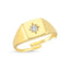 Zirconium Northstar Square Gold Plated Adjustable Ring Wholesale Turkish 925 Crt Sterling Silver  Jewelry