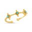 Ethnic Triple Turquoise Gold Plated Adjustable Ring Wholesale Turkish 925 Crt Sterling Silver Jewelry