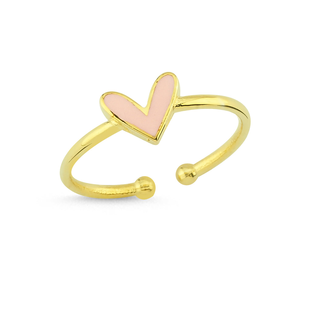 925 Crt Sterling Silver Best Price Best Quailty Handcraft Gold Plated Pink Enamel Heart Ring Wholesale Turkish Jewelry