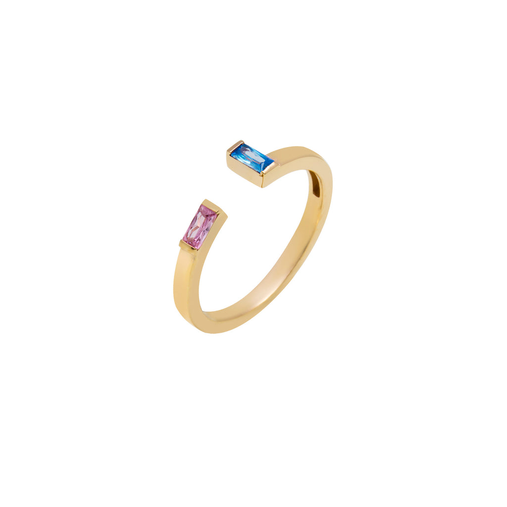 925 Crt Sterling Silver Best Price Best Quailty Handcraft   Gold Plated Adjustable Aquamarine Pink Baquette Zirconia Ring Wholesale Turkish Jewelry