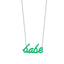 925 Crt Sterling Silver Gold Plated Green Enamel Motto Babe  Fasionable Necklace Wholesale Turkish Jewelry